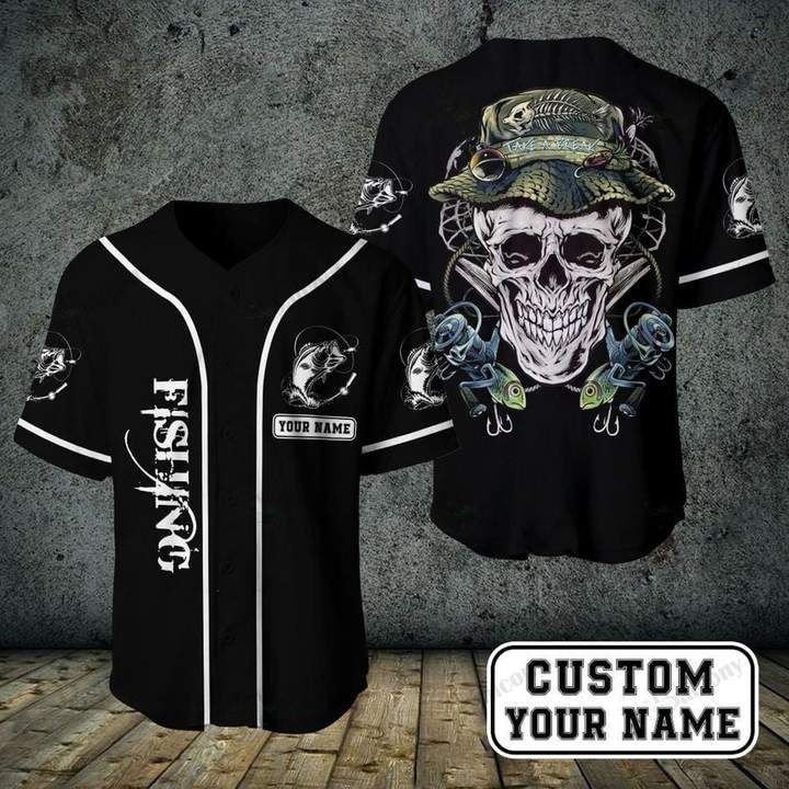 Fishing Skull Custom Name 12345 Gift For Lover Baseball Jersey