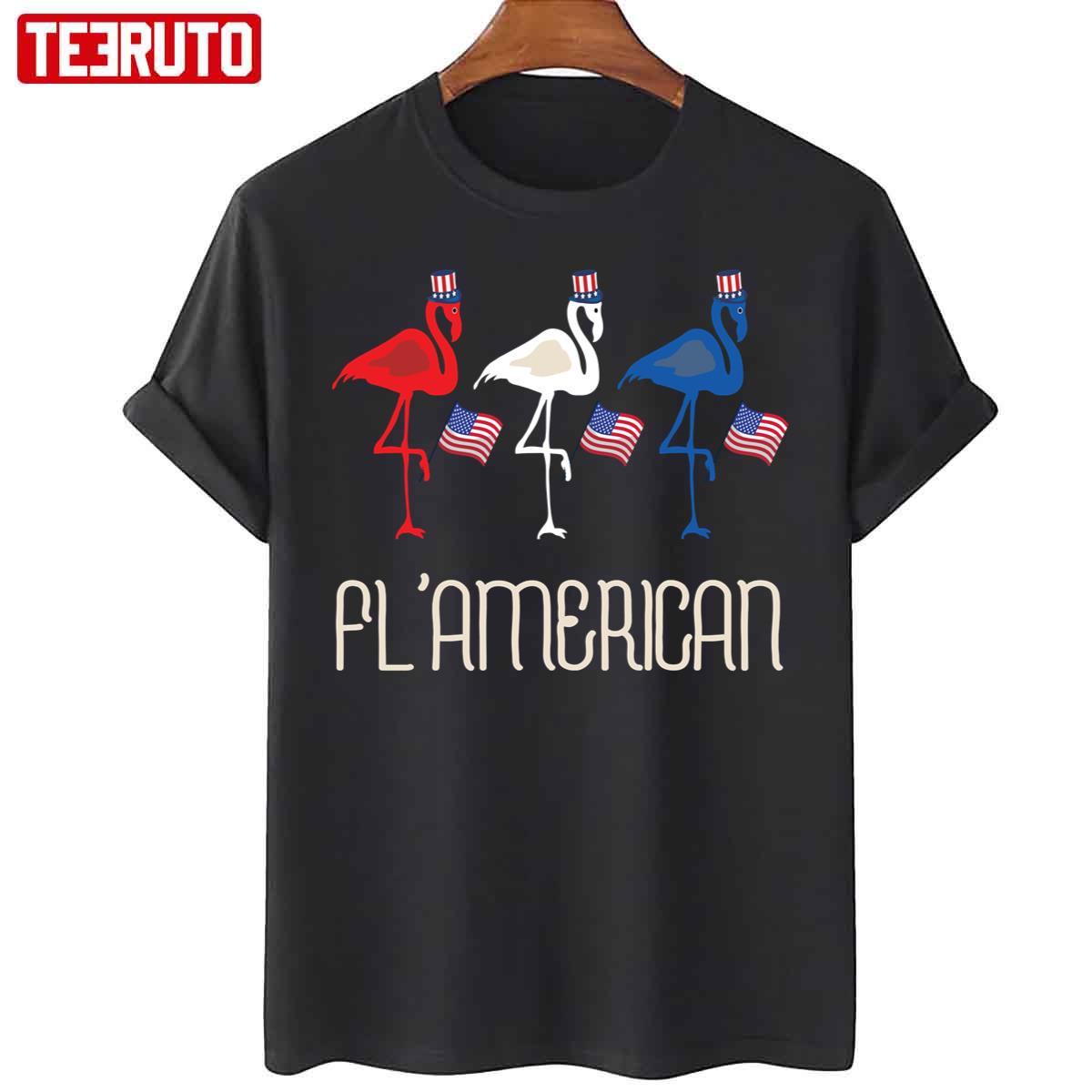 Flamerican Flamingo Us American Flag 4th July Unisex T-Shirt