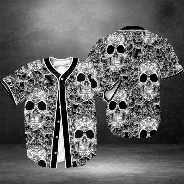 Flower Skull Smoke 12345 Gift For Lover Baseball Jersey