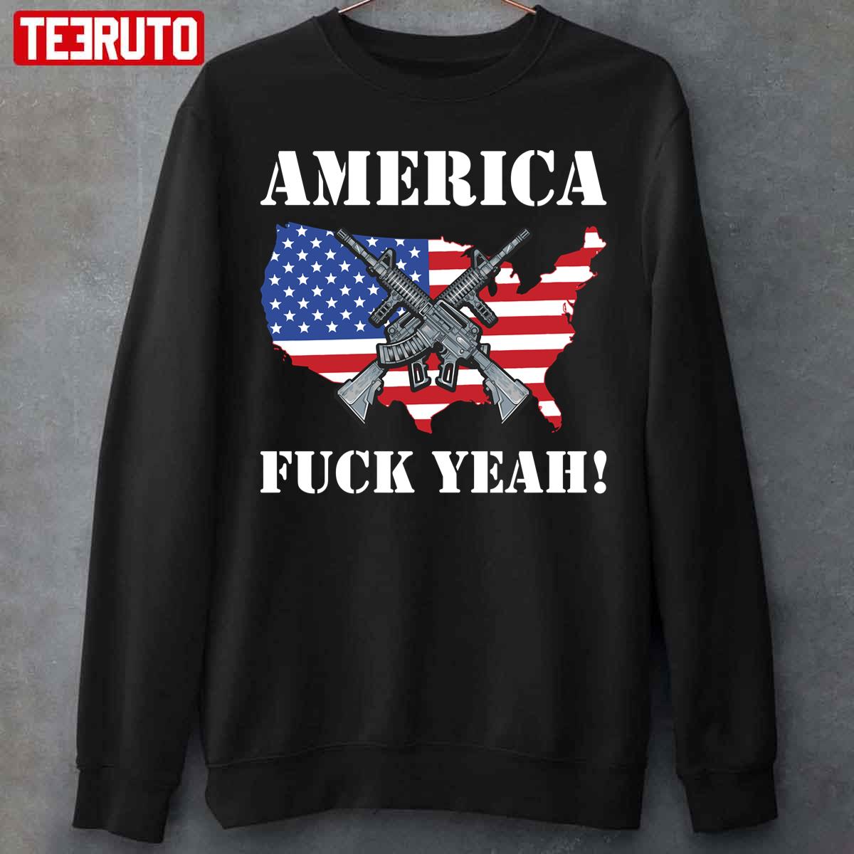 Funny America Yeah Flag Guns Us Patriotic Pride Unisex T-Shirt