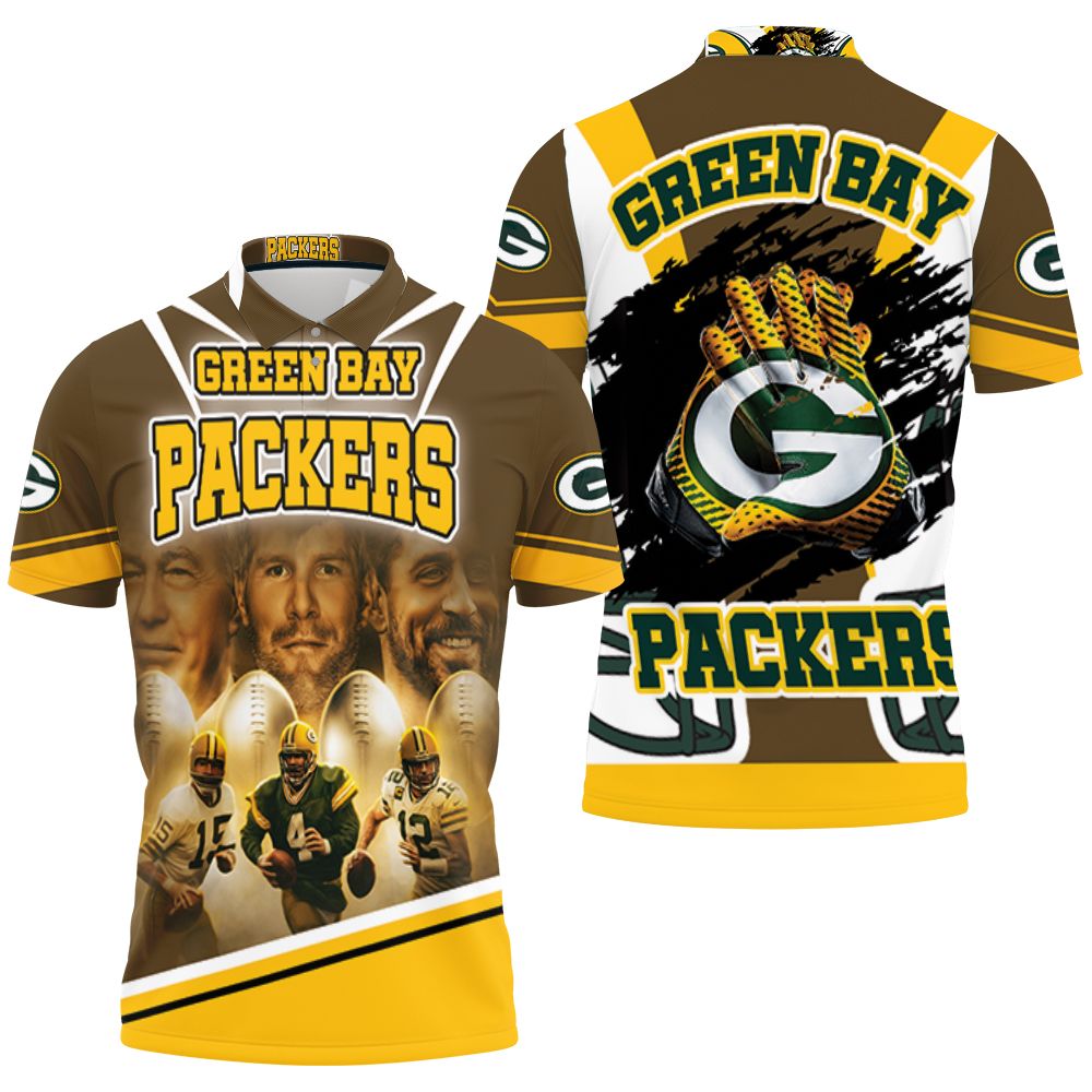 Green Bay Packers Qbs Bart Starr 15 Brett Favre 4 Aaron Rodgers 12 For Fans Polo Shirt All Over Print Shirt 3d T-shirt