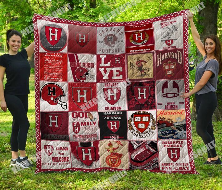 Harvard Crimson Football Quilt Blanket - Teeruto