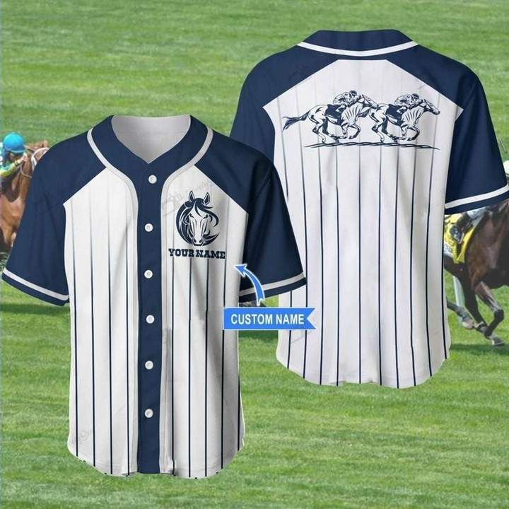 Horse Racing Custom Name 12345 Gift For Lover Baseball Jersey