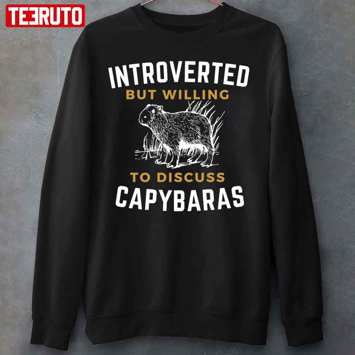 Introverted But Willing To Discuss Capybaras Cute Hamster Unisex Sweatshirt