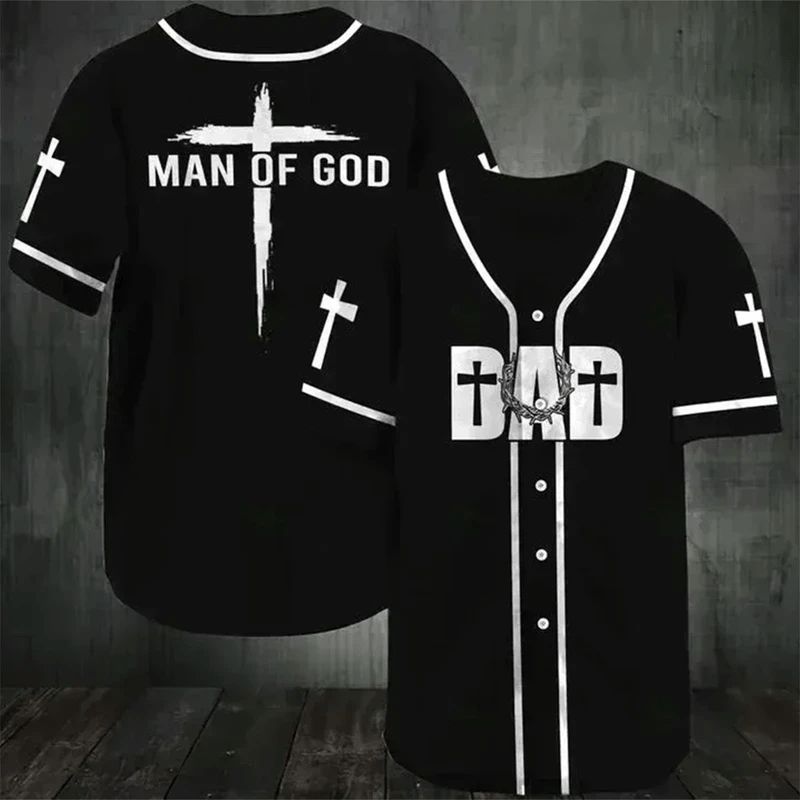 Jesus, Dad Is Man Of God 222 Gift For Lover Baseball Jersey