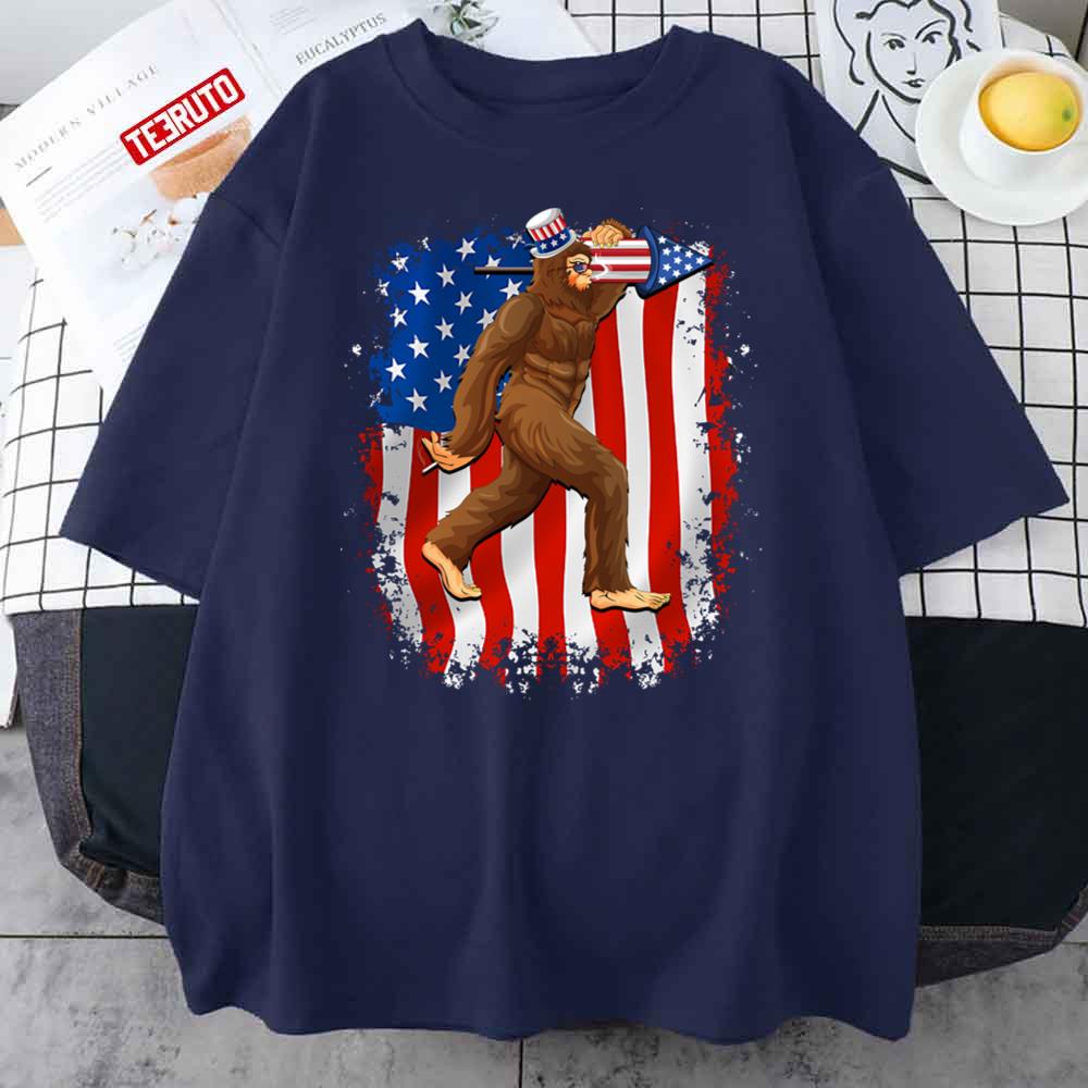 July 4 Fireworks Bigfoot 4th Of July Unisex T-Shirt