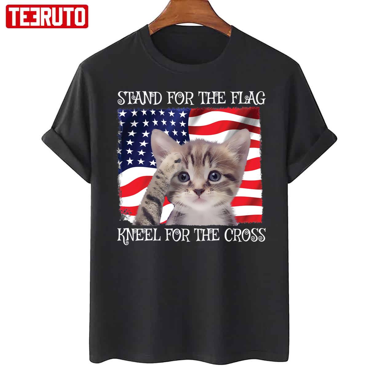 Kitten Stand For The Flag Kneel For The Cross Unisex T-Shirt