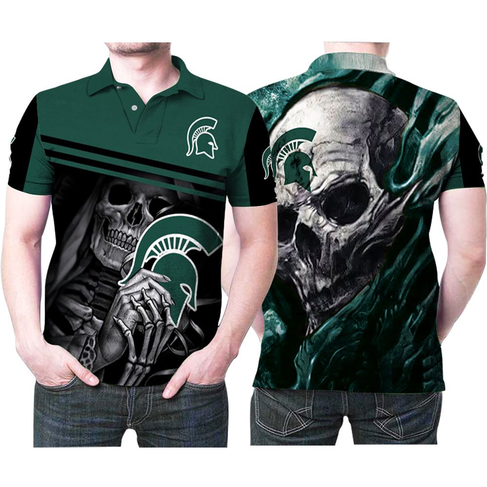 Lava Skull Michigan State Spartans Football Nfl American Team Logo Gift For Michigan State Spartans Fans Polo Shirt All Over Print Shirt 3d T-shirt