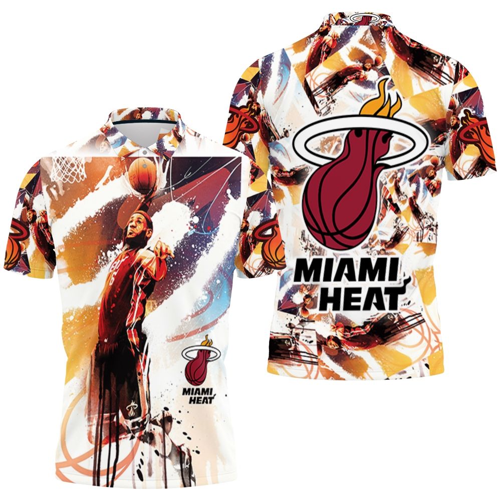 Lebron James 6 Miami Heat Legend Slam Dunk Watercolor For Fan Polo Shirt All Over Print Shirt 3d T-shirt