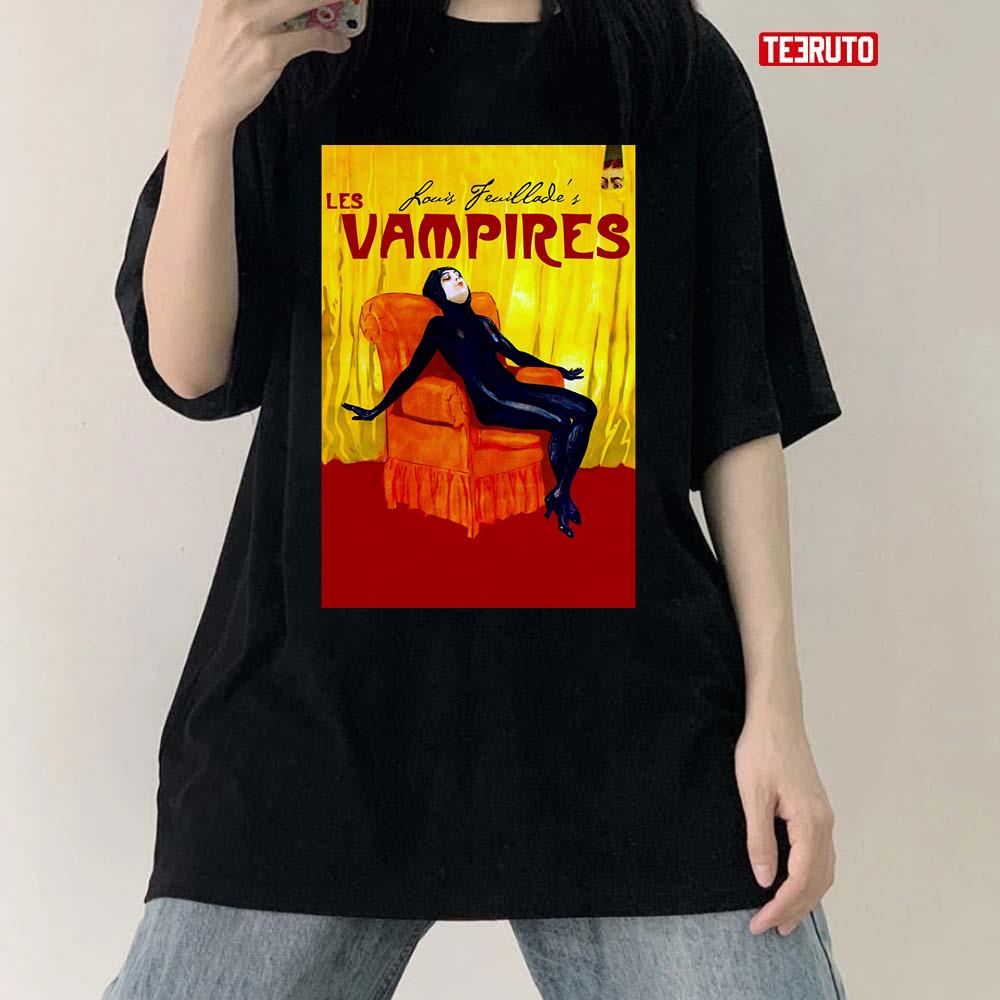 Les Vampires (1915) Les Vampires Vintage French Horror Silent Film Poster Louis Feuillade Unisex T-Shirt