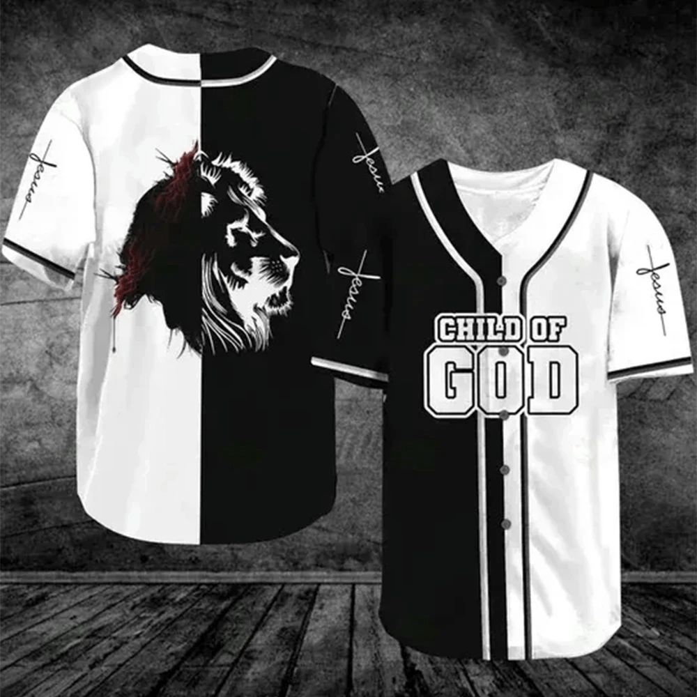 Lion Jesus Child Of God Black And White Gift For Lover Baseball Jersey