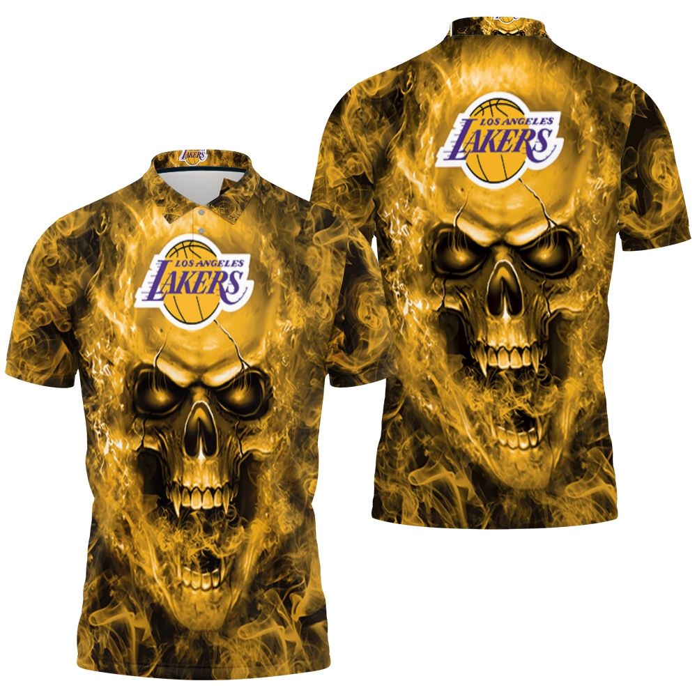 Los Angeles Lakers Nba Fans Skull Polo Shirt All Over Print Shirt 3d T-shirt