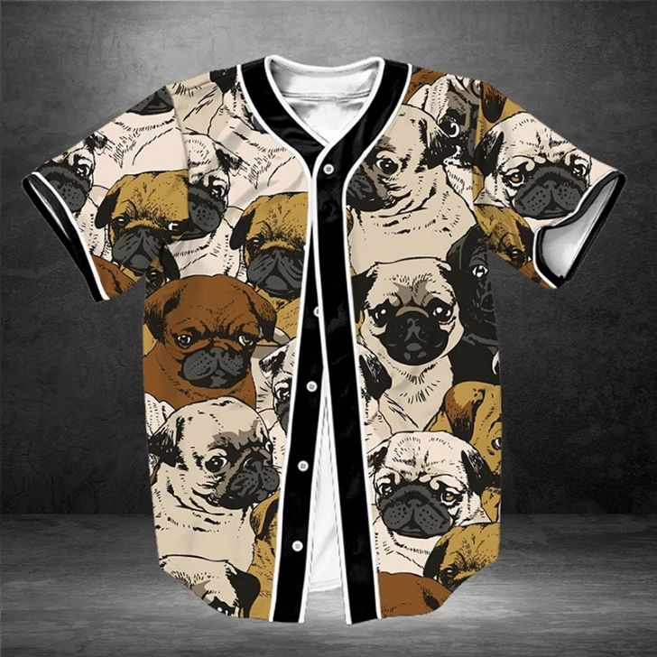 Lovely Pugs Dog 1245 Gift For Lover Baseball Jersey
