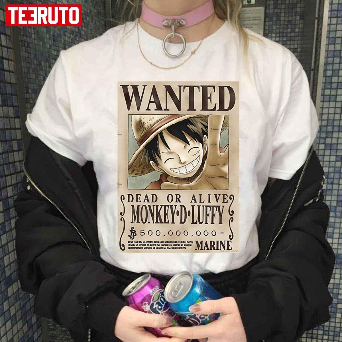 Luffy Wanted Poster Unisex T-Shirt - Teeruto