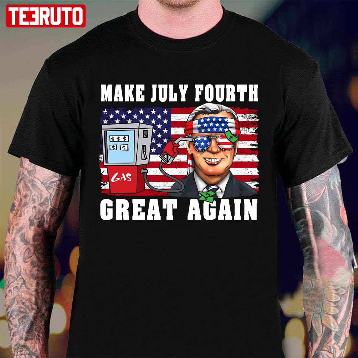 Make July Fourth Great Again Biden USA Flag Unisex T-Shirt