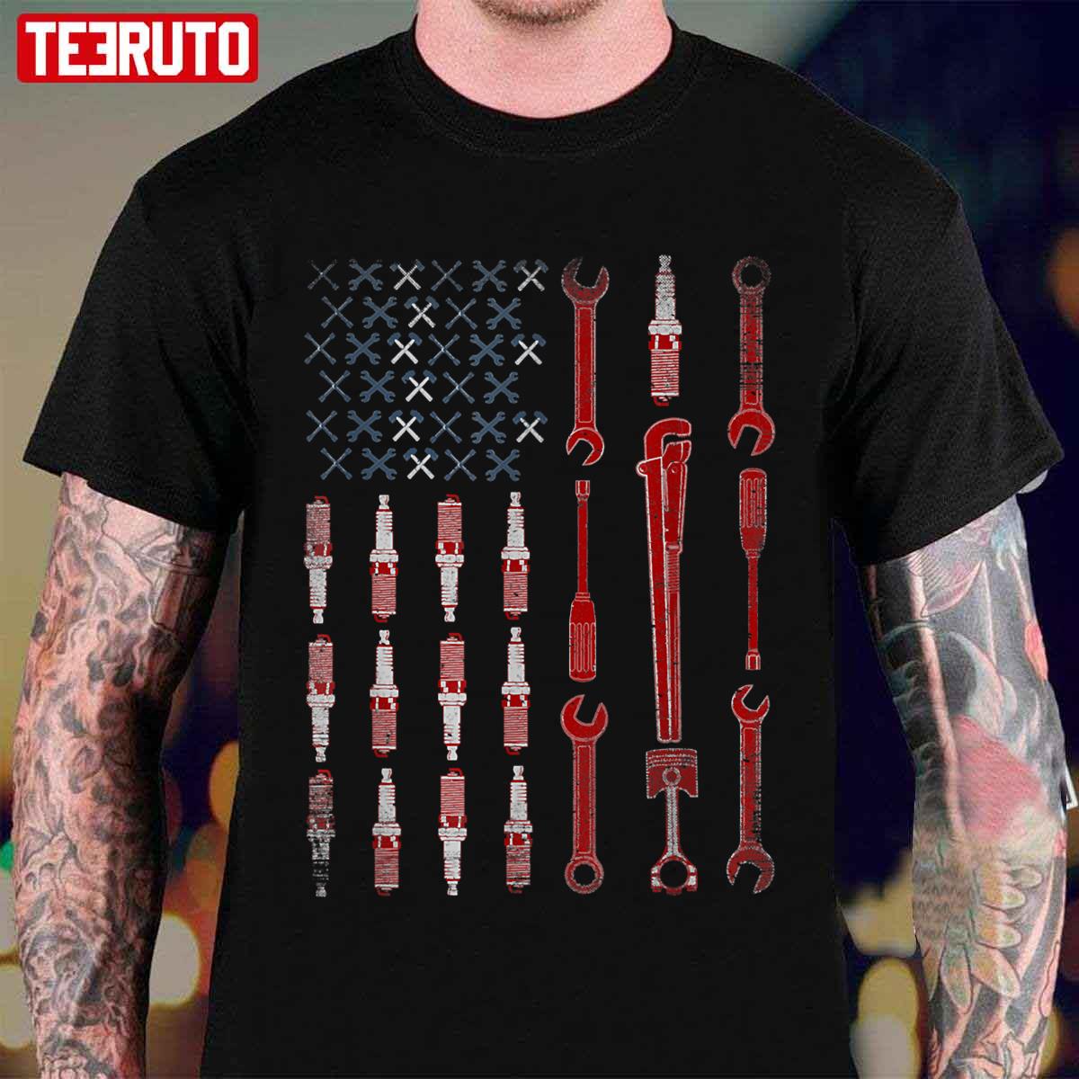 Mechanic The Official Mechanic USA Flag Unisex T-Shirt