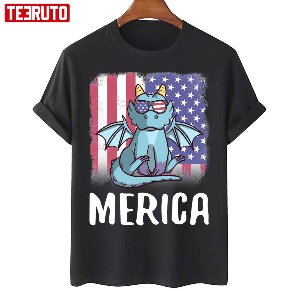 Merica Dragon USA American Flag Unisex T-Shirt