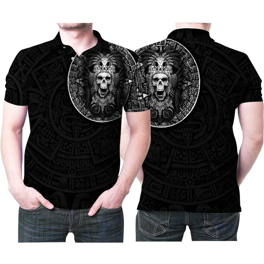 Mexican Aztec Warrior Symbol Skull 3d Designed For Aztec Mexican Fans Aztec Mexican Lovers Polo Shirt All Over Print Shirt 3d T-shirt