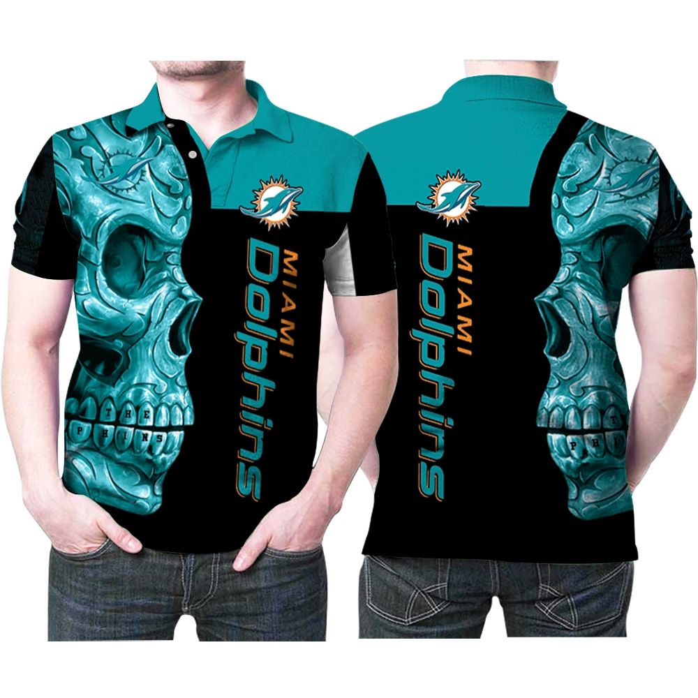 Miami Dolphins Nfl Skull 3d Printed Polo Shirt All Over Print Shirt 3d T-shirt