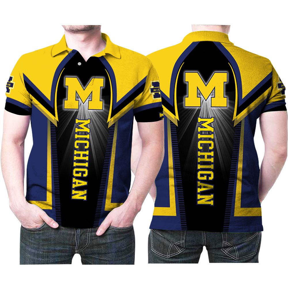 Michigan Wolverines Bright Light Logo Ncaa 3d Printed Gift For Michigan Wolverines Fan Polo Shirt All Over Print Shirt 3d T-shirt