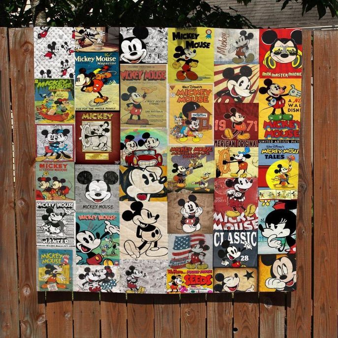 Mickey Mouse Timeline 90Th Years Customize Quilt Blanket