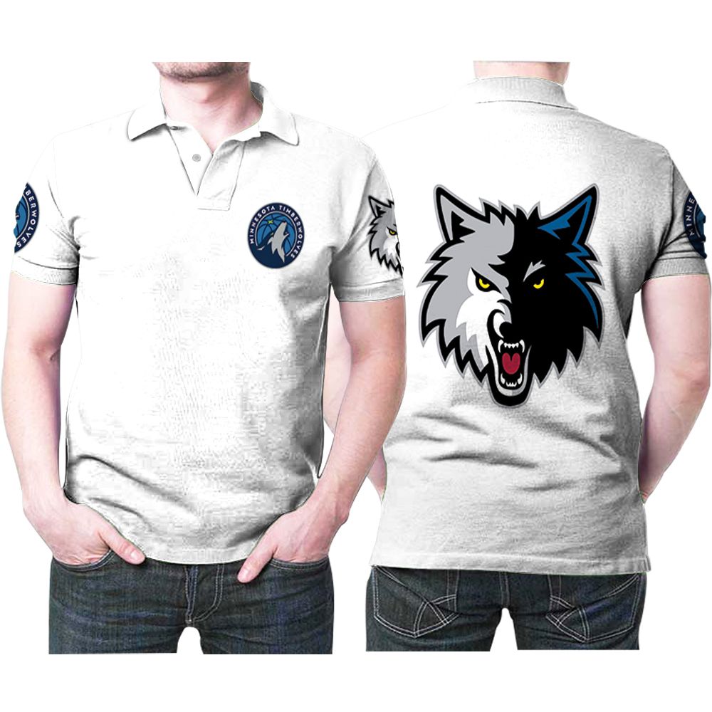 Minnesota Timberwolves Basketball Classic Mascot Logo Gift For Timberwolves Fans White Polo Shirt All Over Print Shirt 3d T-shirt