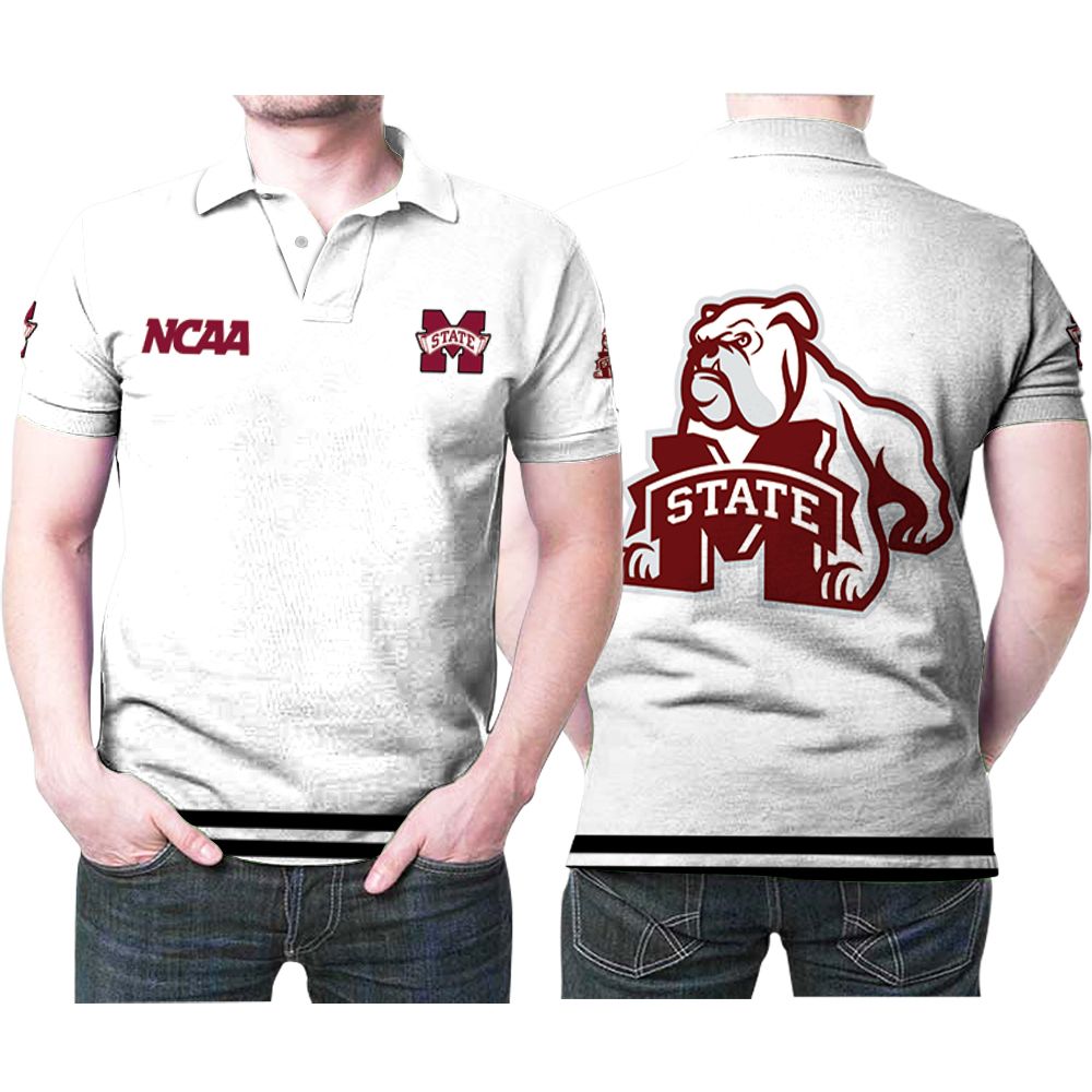 Mississippi State Bulldogs Ncaa Classic White With Mascot Logo Gift For Mississippi State Bulldogs Fans Polo Shirt All Over Print Shirt 3d T-shirt