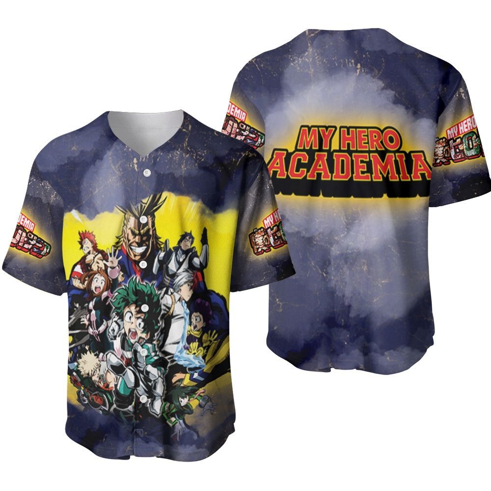 My Hero Academia All Main And Villain Characters Todoroki Shouto Midoriya Izuku All Might Gift For Lover Baseball Jersey