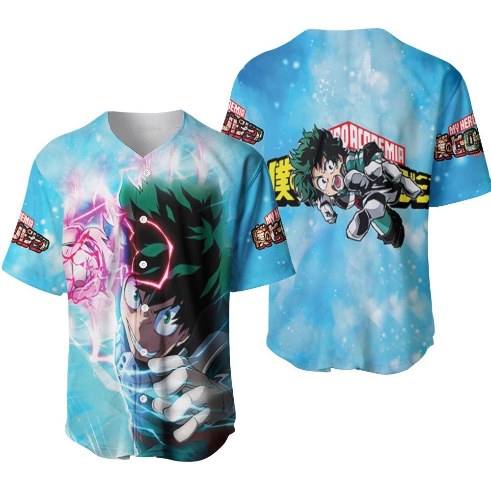 My Hero Acadimia Midoriya Izuku Powerful Skill Thunder Anime Gift For Lover Baseball Jersey