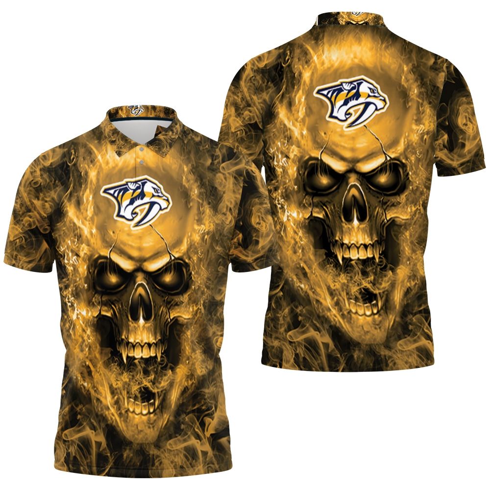 Nashville Predators Nhl Fans Skull Polo Shirt All Over Print Shirt 3d T-shirt