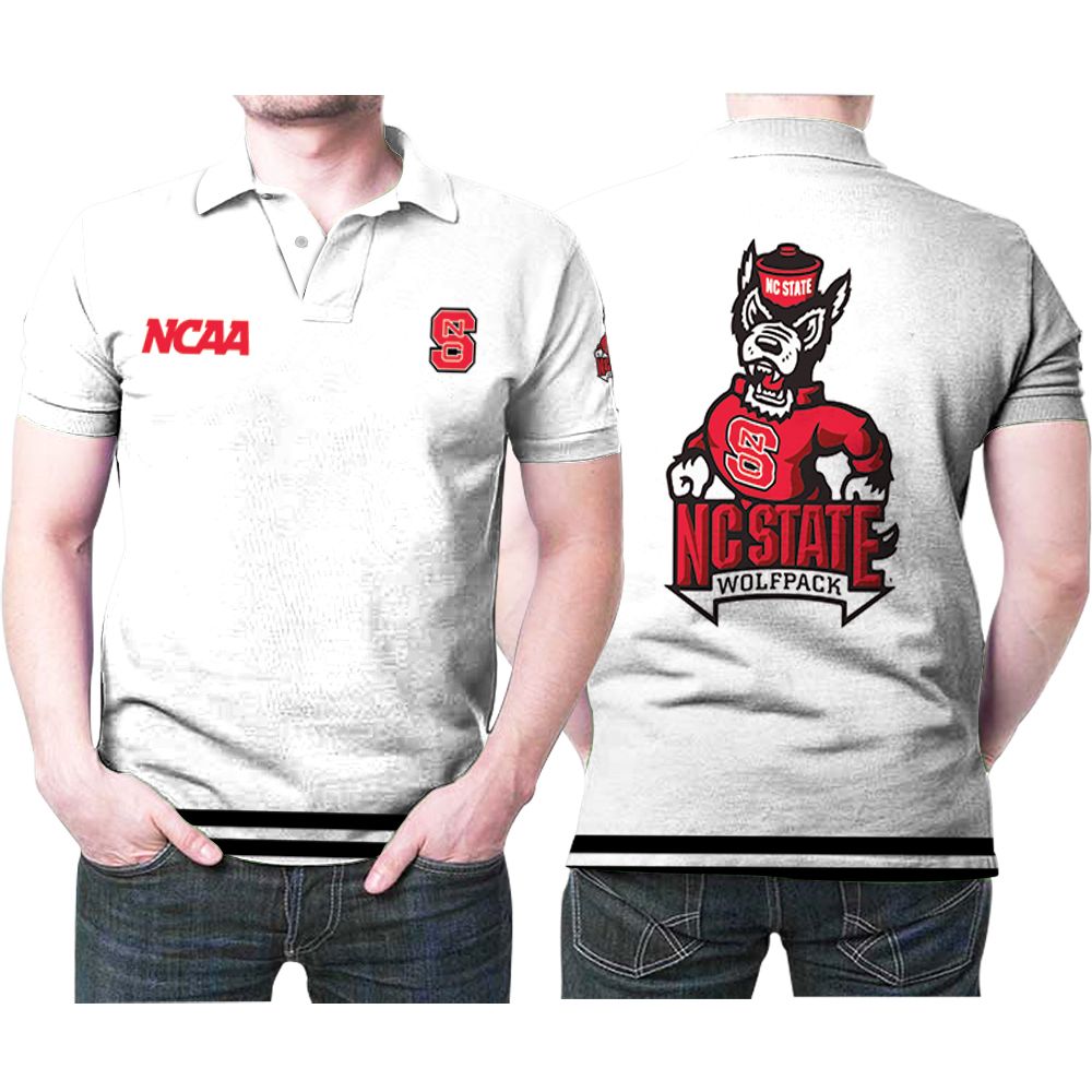 Nc State Wolfpack Ncaa Classic White With Mascot Logo Gift For Nc State Wolfpack Fans Polo Shirt All Over Print Shirt 3d T-shirt
