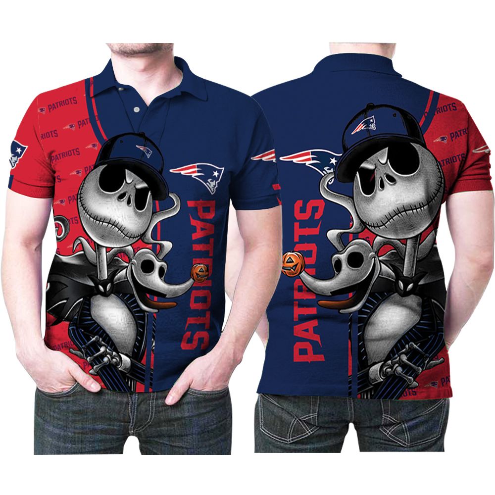 New England Patriots Jack Skellington And Zero Halloween 3d Designed For New England Patriots Fan Polo Shirt All Over Print Shirt 3d T-shirt