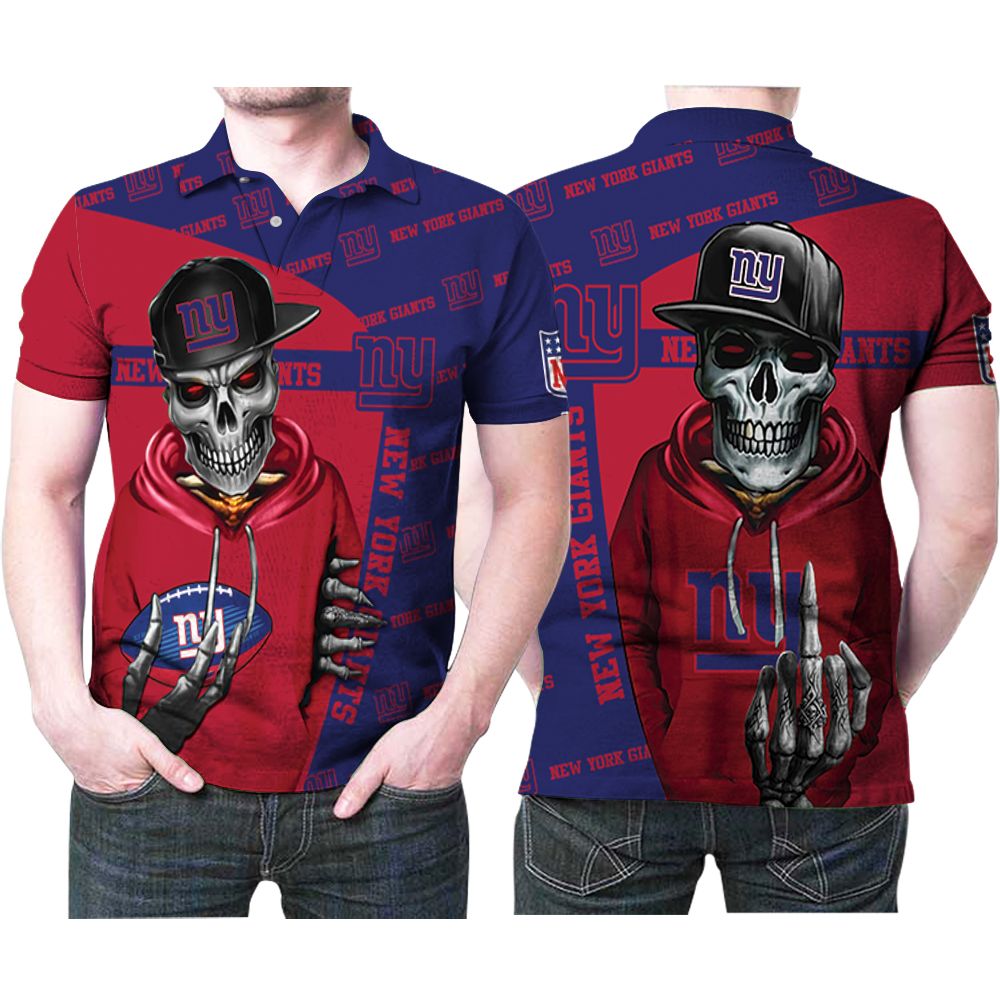 New York Giants Hip Hop Skeleton Nfl American Team Logo Gift For Giants Fans Polo Shirt All Over Print Shirt 3d T-shirt