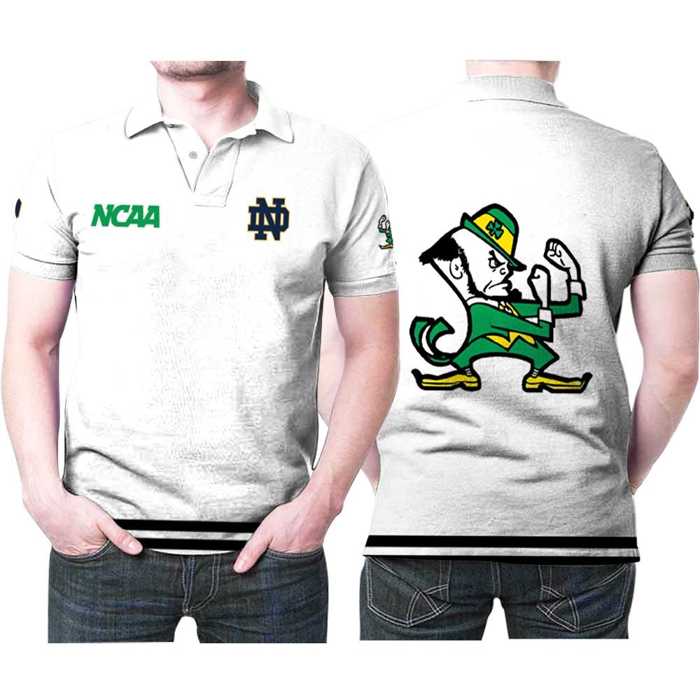 Notre Dame Fighting Irish Ncaa Classic White With Mascot Logo Gift For Notre Dame Fighting Irish Fans Polo Shirt All Over Print Shirt 3d T-shirt