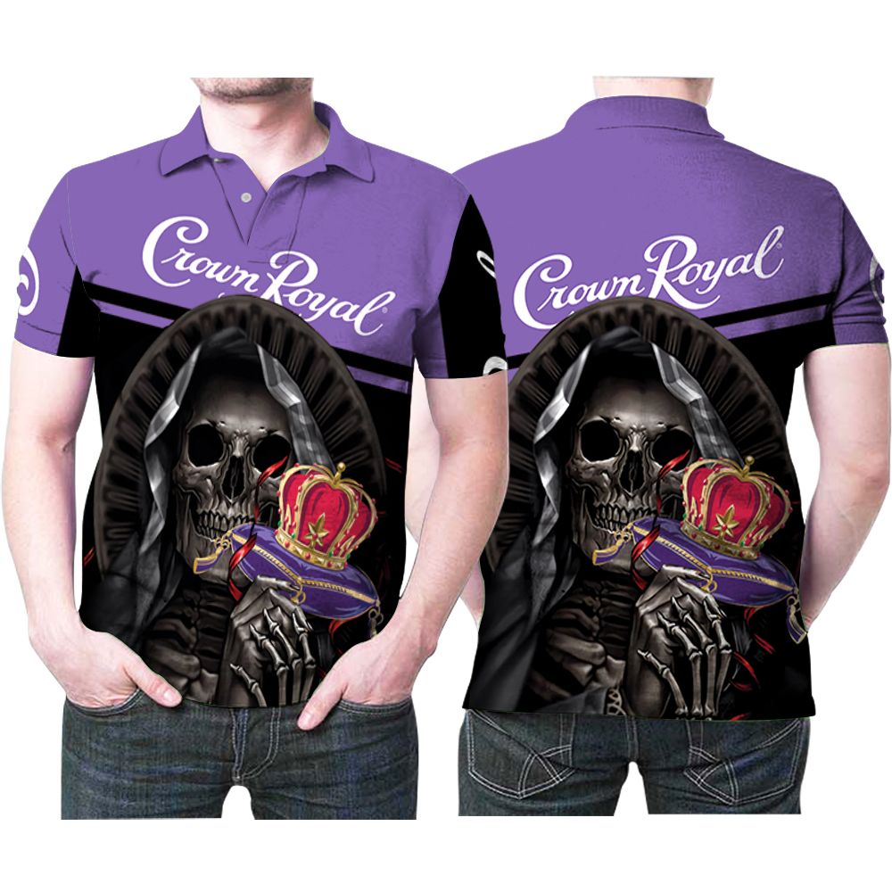 Nun Skull Holds Crown Royal Wine Logo 3d Printed Gift For Crown Royal Lovers Polo Shirt All Over Print Shirt 3d T-shirt