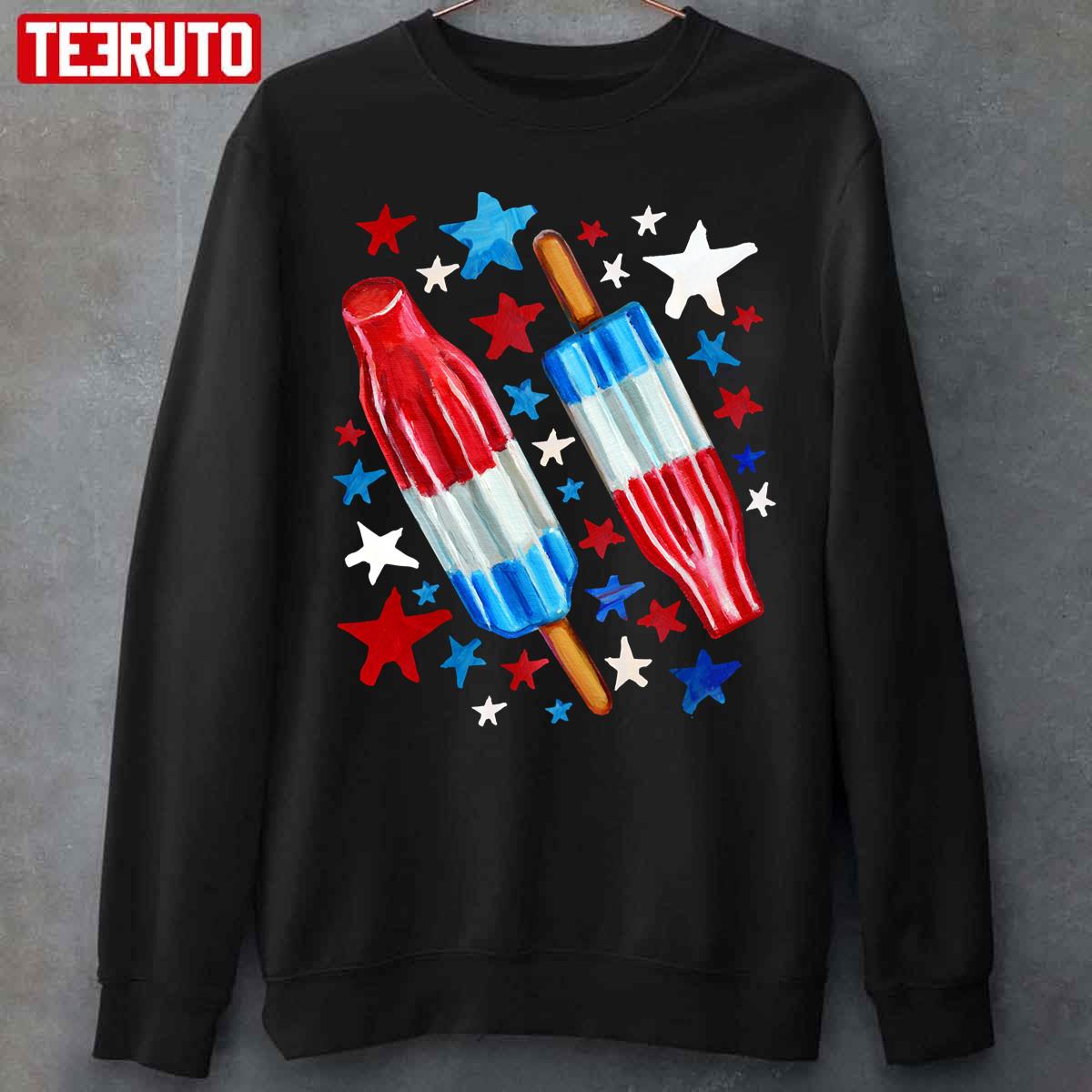 Patriotic Rocket Pop And Stars Pattern Unisex T-Shirt