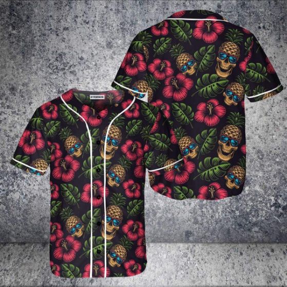 Pineapple Skull Gift For Lover Baseball Jersey