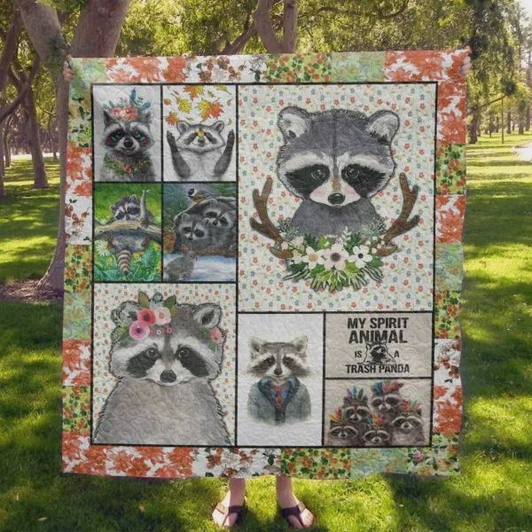 Raccoon My Spirit Animal Is A Trash Panda Quilt Blanket Great Customized  Blanket Gifts For Birthday Christmas Thanksgiving - Teeruto
