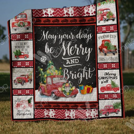 Red Truck Christmas Quilt Blanket Teeruto