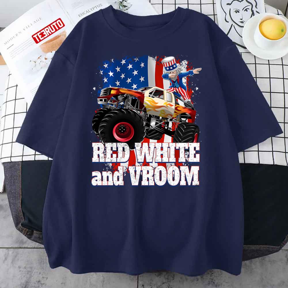Red White And Vroom Monster Truck 4th Of July Unisex T-Shirt