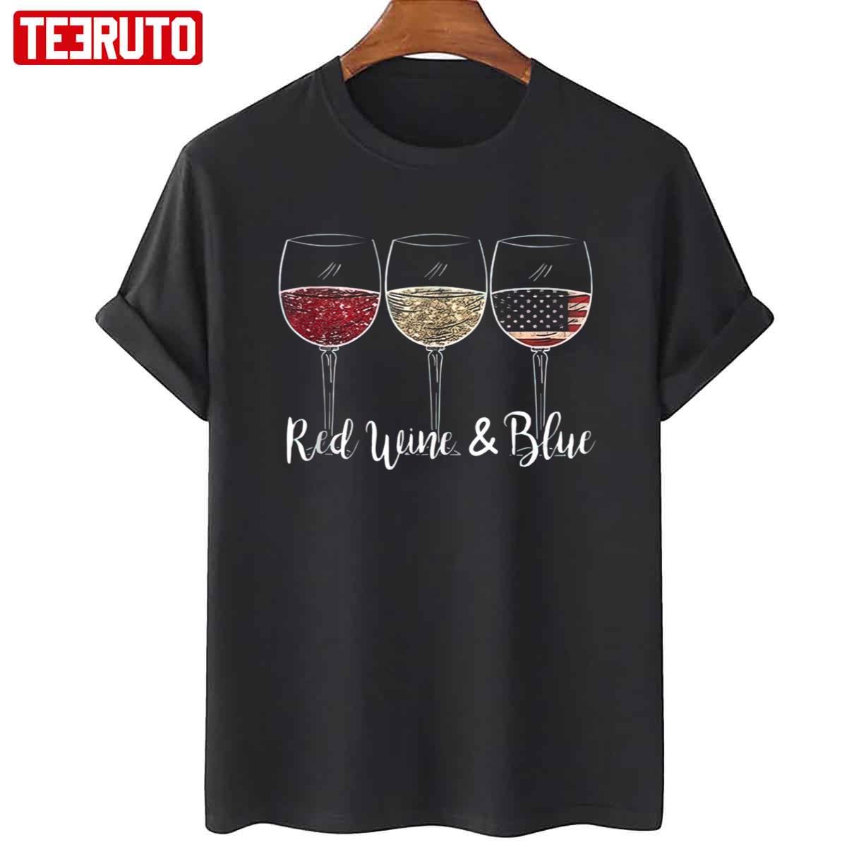 Red Wine And Blue Happy 4th Of July USA Unisex T-Shirt