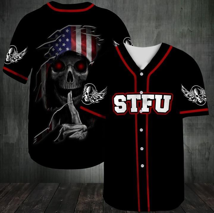 Skull American Flag Gift For Lover Baseball Jersey