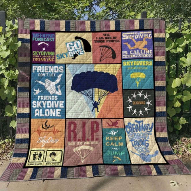 Skydiving Friends Don’t Let Friends Skydive Alone Quilt Blanket Great Customized Blanket Gifts For Birthday Christmas Thanksgiving