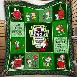 Snoopy Catch Up With Jesus Quilt Blanket