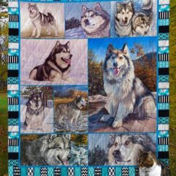 Snowy Alaskan Malamute Dog Quilt Blanket Great Customized Blanket Gifts For Birthday Christmas Thanksgiving