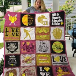Softball I Love My Softball Player Quilt Blanket Great Customized Gifts For Birthday Christmas Thanksgiving Perfect Gifts For Softball Lover