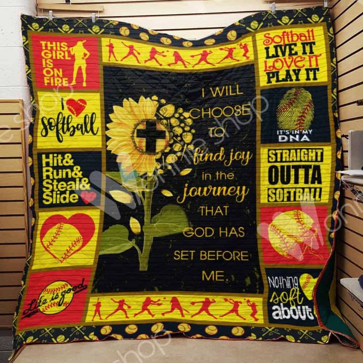 Softball Sunflower I Will Choose To Find Joy Quilt Blanket Great Customized Gifts For Birthday Christmas Thanksgiving Perfect Gifts For Softball Lover