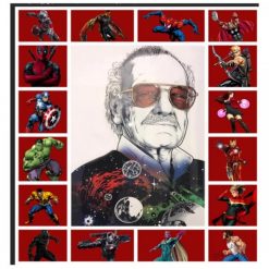 Stan Lee With Superheroes Art Quilt Blanket Great Customized Blanket Gifts For Birthday Christmas Thanksgiving