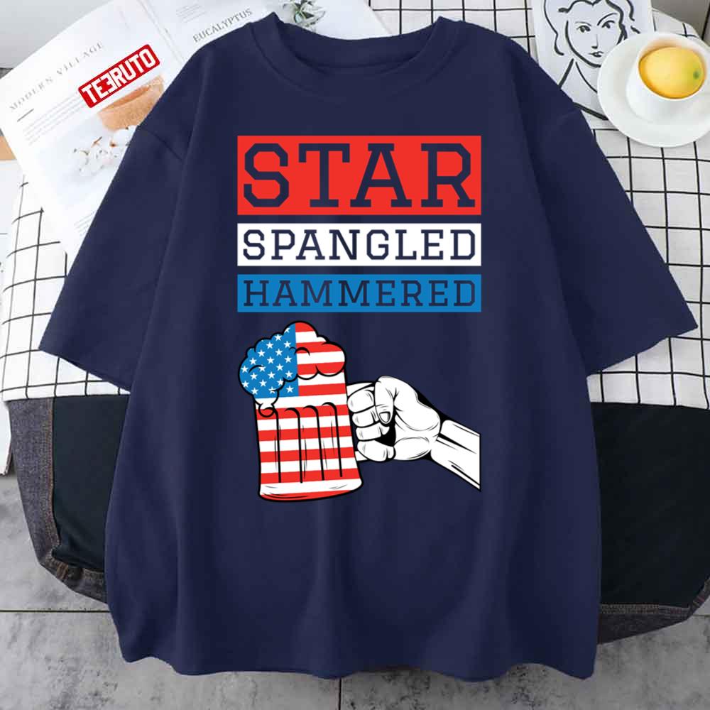 Star Spangled Hammered USA Funny 4th Of July Drinking Unisex T-Shirt