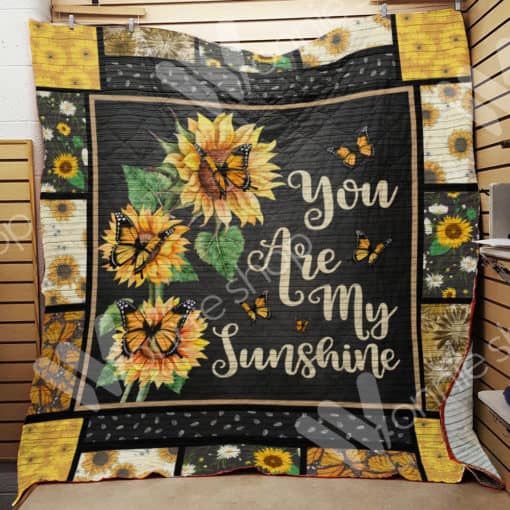Sunflower Monarch Butterfly You Are My Sunshine Quilt Blanket Great Customized Gifts For Birthday Christmas Thanksgiving Perfect Gifts For Butterfly Lover